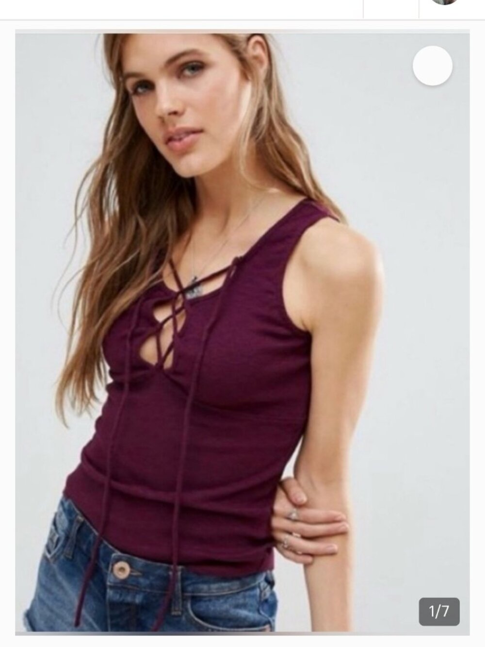 Free people Emmy lou wine lace up tank top size large